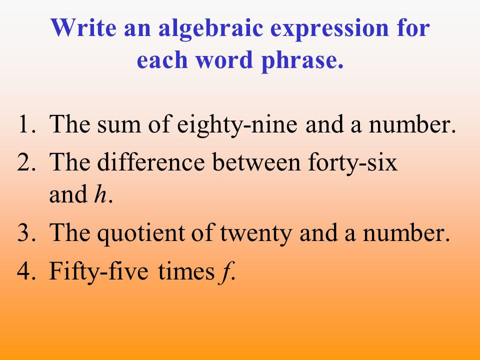 two ways to write algebraic expressions in words